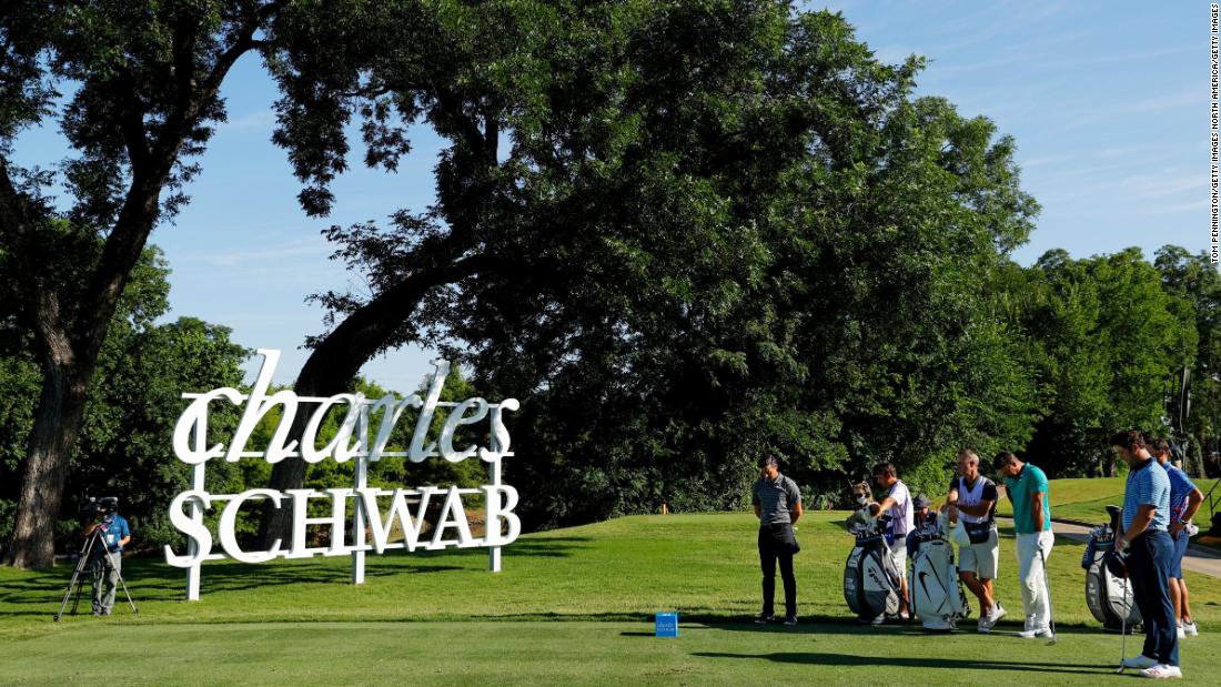 Black Lives Matter: Rory McIlroy, Jon Rahm and Brooks Koepka take part in a moment of silence held in place of the 8:46 tee time to remember George Floyd during the second round of the Charles Schwab Challenge on June 12, 2020 at Colonial Country Club in Fort Worth, Texas.