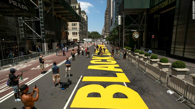 New York City paints "Black Lives Matter" in front of Trump Tower