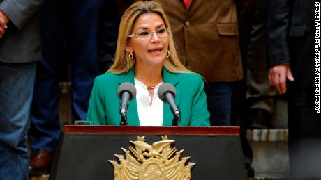 La presidenta interina boliviana Jeanine Anez.