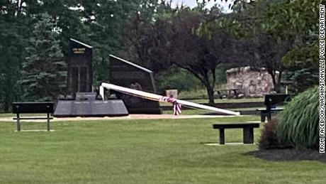 A flagpole at a 9/11 memorial in a New York village was vandalized, police said. 
