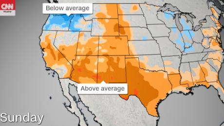 High heat in the south of the country is in contrast to cooler temperatures in the northwest. 