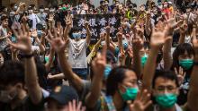 Protesters rally against the National Security Law in Hong Kong on July 1.