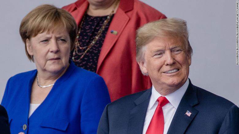 Angela Merkel, Germany's chancellor, and US President Donald Trump in 2018.