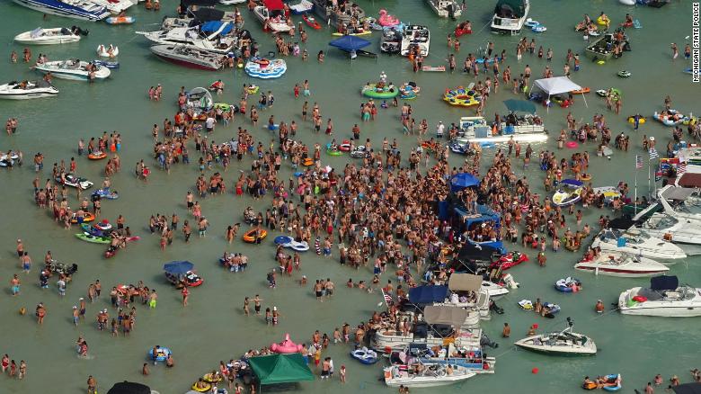 Hundreds of people gathered at Torch Lake, in the northwest corner of the Lower Peninsula in Michigan, over the July 4 weekend.