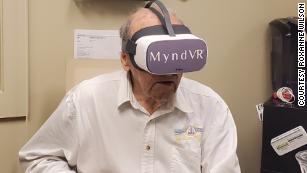 Richard Merrill using the MyndVR virtual reality system. 