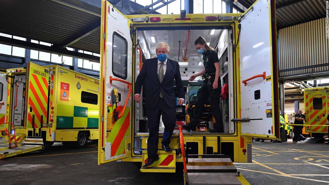 British Prime Minister Boris Johnson talks with a paramedic during his visit to the headquarters of the London Ambulance Service NHS Trust on July 13. &lt;a href=&quot;https://www.cnn.com/2020/07/14/uk/uk-masks-shops-winter-predictions-intl-scli-gbr/index.html&quot; target=&quot;_blank&quot;&gt;Wearing face masks&lt;/a&gt; in shops and supermarkets in England will be compulsory from July 24. The United Kingdom is one of the countries worst hit by coronavirus. Its fatalities trail only Brazil and the United States.