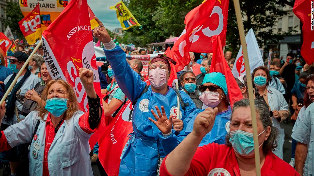 Health-care workers and union members demonstrate during a Bastille Day protest in Paris on July 14. &lt;a href=&quot;https://www.npr.org/sections/coronavirus-live-updates/2020/07/14/890721869/french-health-care-workers-given-a-raise-honored-on-bastille-day&quot; target=&quot;_blank&quot;&gt;France is giving health-care workers a raise&lt;/a&gt; for their efforts to fight the novel coronavirus.