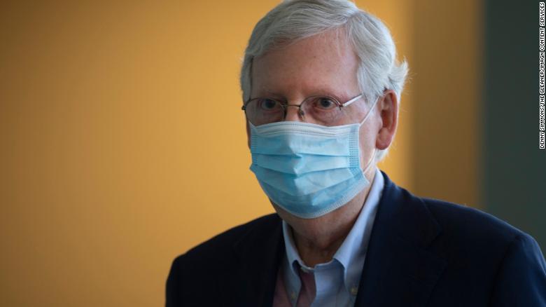 McConnell prepares to address the media at Deaconess Henderson Hospital in Henderson, Kentucky.