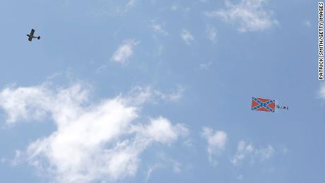 A Confederate flag is flown over the Bristol Motor Speedway.