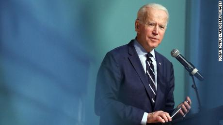 Biden addresses the crowd during the Rev. Al Sharpton Minister&#39;s Breakfast at Mt. Moriah Missionary Baptist Church in North Charleston, South Carolina on February 26, 2020.