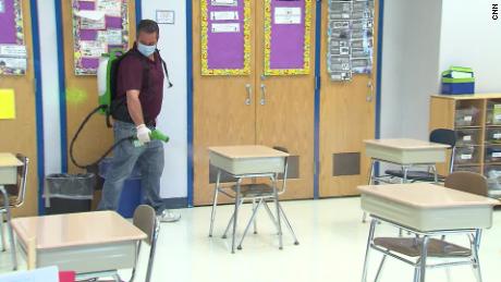 Classrooms used for looking after the children of essential workers are cleaned frequently.