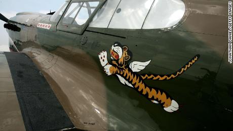 A World War II-era P-40 Warhawk, painted in the colors of the American Volunteer Group the &quot;Flying Tigers&quot; is on display in Oshkosh, Wisconsin, in 2007. 