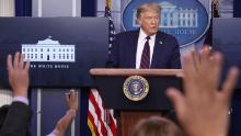 U.S. President Donald Trump speaks to reporters during a news conference in the Brady Press Briefing Room at the White House July 21, 2020 in Washington, DC. 