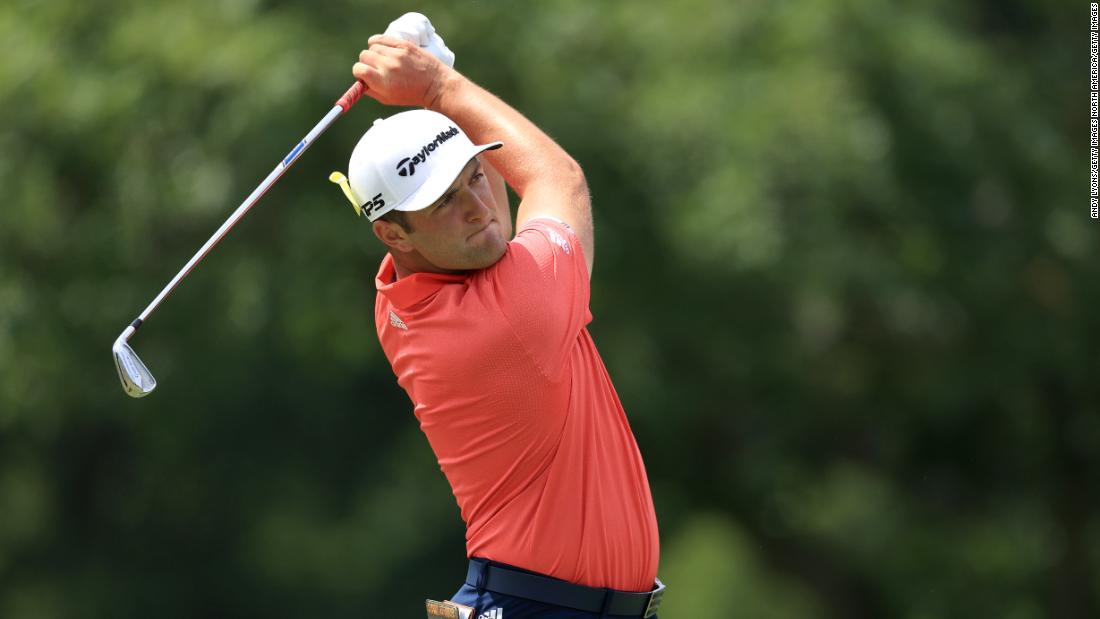 World No. 1: Jon Rahm of Spain plays his shot from the first tee during the final round of The Memorial Tournament on July 19, 2020 at Muirfield Village Golf Club in Dublin, Ohio. Rahm&#39;s victory at the competition ensured the Spaniard replaced Rory McIlroy at the top of the world rankings. Seve Ballesteros and Rahm are the only Spaniards to hold the top ranking.