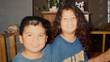 A childhood photo of Jubal Ortiz of McAllen, Texas, and his sister, Jessica Ortiz. Jubal passed away on July 3 due to Covid-19. 