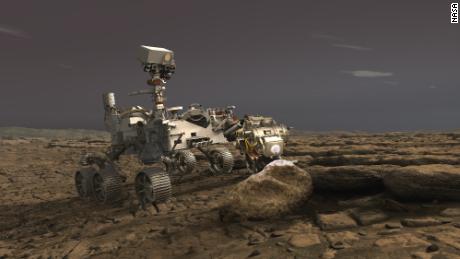 A rendering of NASA&#39;s Perseverance rover on Mars. The probe is due to arrive at the red planet in February 2021.