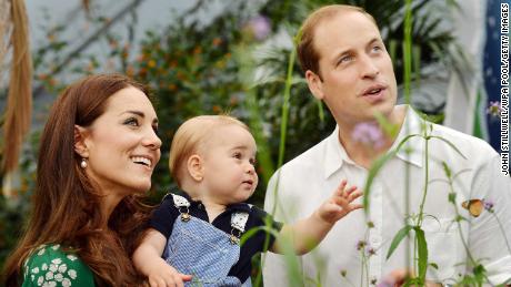 Prince George and his parents visit a butterfly exhibition at London&#39;s Natural History Museum in July 2014.