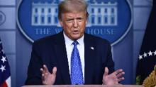 US President Donald Trump speaks to the press during the renewed briefing of the Coronavirus Task Force in the Brady Briefing Room of the White House in Washington, DC, on July 22, 2020. (Photo by Brendan Smialowski / AFP) (Photo by BRENDAN SMIALOWSKI/AFP via Getty Images)