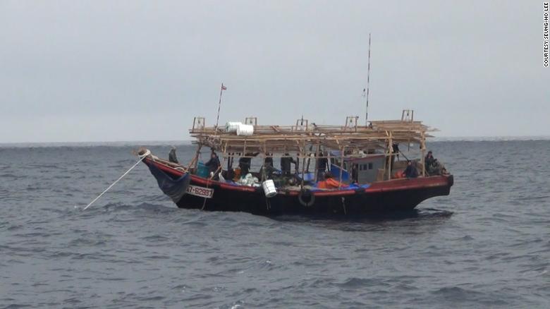 A North Korean squid boat in operation in the Russian waters is seen sometime between between August and October 2018.