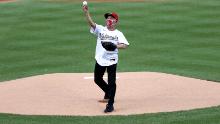 WASHINGTON, DC - JULY 23: Dr. Anthony Fauci, director of the National Institute of Allergy and Infectious Diseases throws out the ceremonial first pitch prior to the game between the New York Yankees and the Washington Nationals at Nationals Park on July 23, 2020 in Washington, DC. (Photo by Rob Carr/Getty Images)