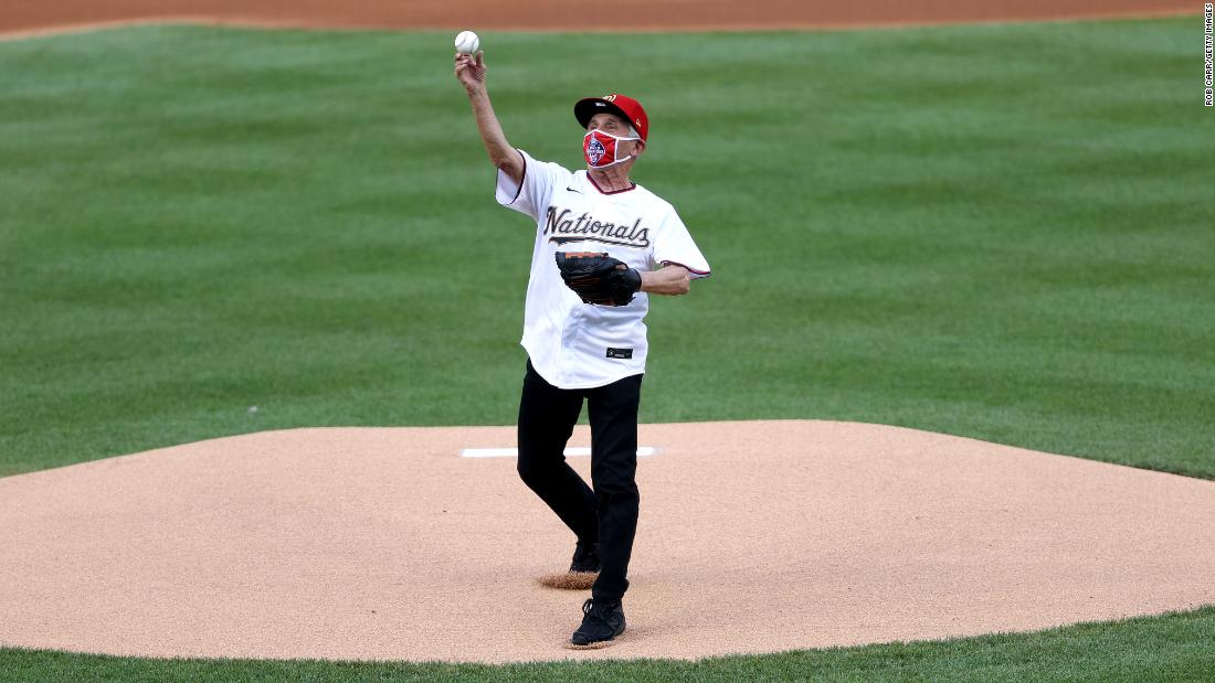 Dr. Anthony Fauci, the director of the National Institute of Allergy and Infectious Diseases, &lt;a href=&quot;http://www.cnn.com/2020/07/23/us/fauci-first-pitch-nationals-yankees-trnd/index.html&quot; target=&quot;_blank&quot;&gt;throws out the ceremonial first pitch&lt;/a&gt; before the Nationals-Yankees opener.