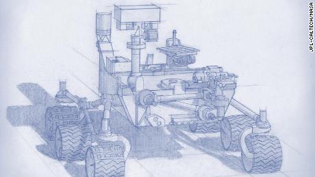 This is Scott Hulme&#39;s first rendering of the Mars 2020 rover.