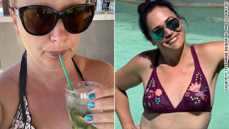 Medical professionals Stephanie deGiorgio, left, and Liz Massey posted photos of themselves in bikinis in response to the article. &quot;We all know medicine and bikinis don&#39;t mix,&quot; Massey said on Twitter. &quot;Bikinis are not recommended for use in the workplace. Please bikini responsibly.&quot;  