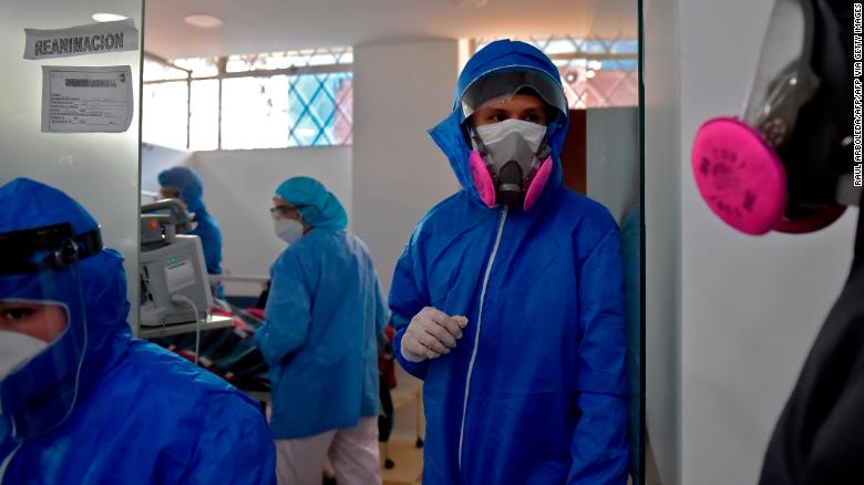 Health workers at a coronavirus ward in Soacha, Colombia, on July 24, 2020. 