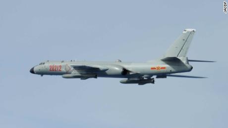 Chinese H-6 bomber photographed by Japanese fighters on June 28, 2020.