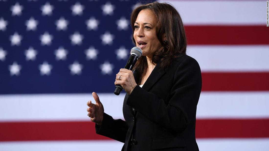 Kamala Harris speaks during an economic forum in Las Vegas in April 2019. The US senator from California is now the vice president-elect.