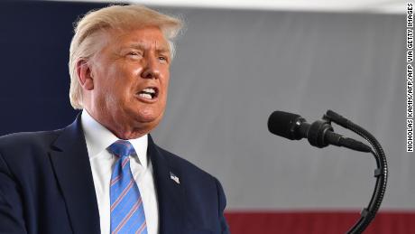 US president Donald Trump delivers remarks on restoring energy dominance in the Permian basin in Midland, Texas on July 29, 2020. (Photo by Nicholas Kamm / AFP) (Photo by NICHOLAS KAMM/AFP via Getty Images)