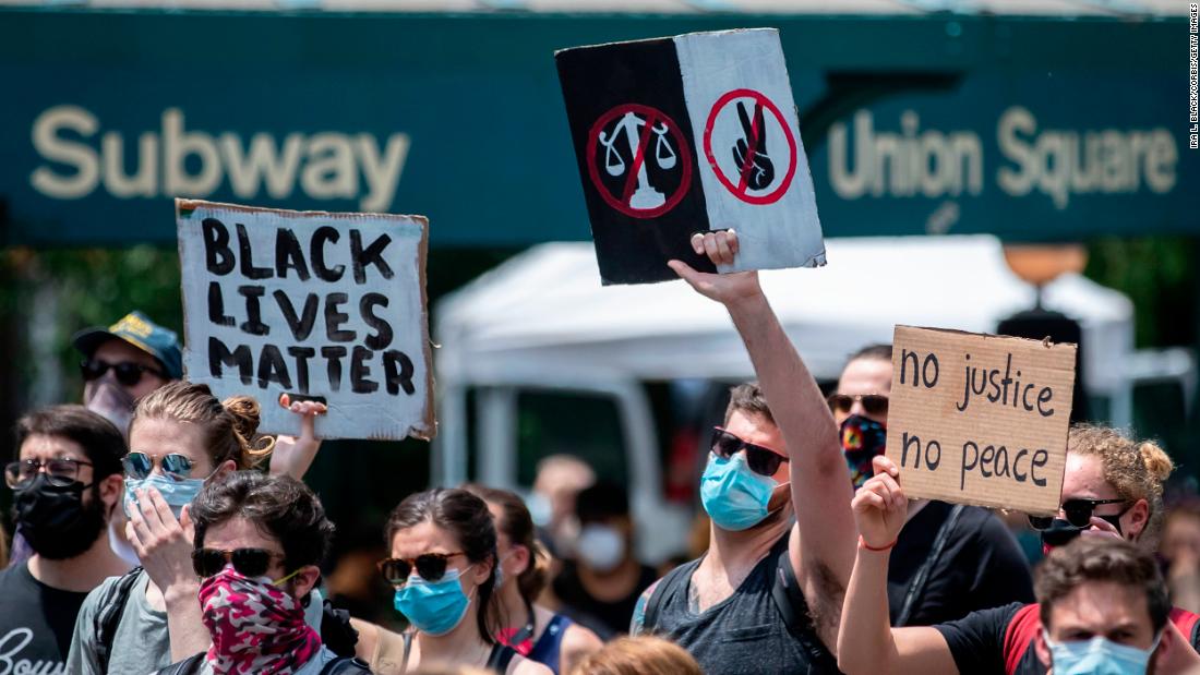 Protesters occupy Union Square in New York City on June 06, 2020.  