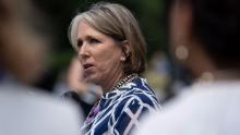 Rep. Michelle Lujan Grisham speaks during a news conference on immigration outside the US Capitol on June 13, 2018, in Washington, DC.