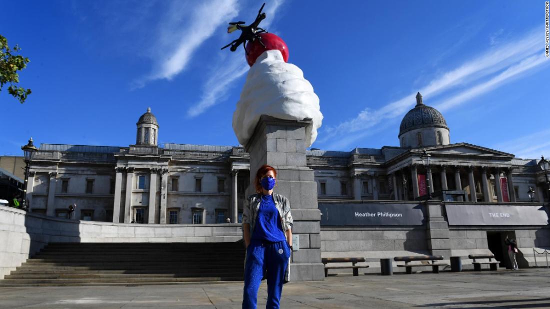 Whipped cream topped with a fly and drone is Trafalgar Square's latest