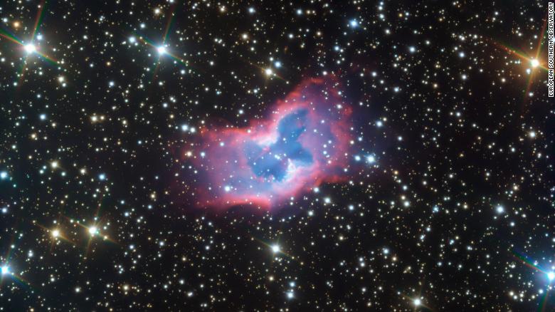 This image of the planetary nebula NGC 2899 is the most detailed look at the &quot;space butterfly&quot; yet, captured by the European Space Observatory&#39;s Very Large Telescope.