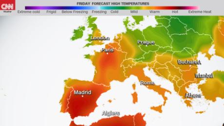 Record-setting heat will hit parts of Western Europe Friday. 