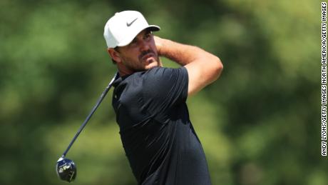 DUBLIN, OHIO - JULY 18: Brooks Koepka of the United States plays his shot from the 18th tee during the third round of The Memorial Tournament on July 18, 2020 at Muirfield Village Golf Club in Dublin, Ohio. (Photo by Andy Lyons/Getty Images)