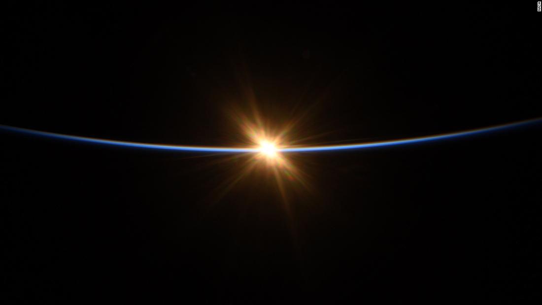 &quot;First moments of sunrise from @Space_Station&quot; as seen by Behnken on July 27.