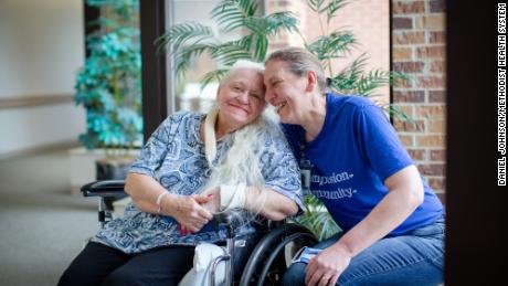 Sisters Doris Crippen, a Covid-19 survivor, left, and Bev Boro reunited after over five decades.