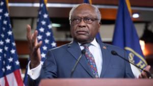 US House Majority Whip James Clyburn, Democrat of South Carolina, speaks during a press conference about COVID-19 testing on Capitol Hill in Washington, DC, May 27, 2020. - The US capital is relaxing lockdown restrictions following a sustained period of decreased coronavirus infections, Washington&#39;s mayor said Wednesday, announcing that restaurants and other businesses can reopen under social distancing guidelines. (Photo by SAUL LOEB / AFP) (Photo by SAUL LOEB/AFP via Getty Images)