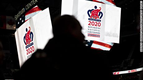 2020 Republican National Convention (RNC) signage is displayed inside the Spectrum Center during a media walk-through in Charlotte, North Carolina, U.S., on Tuesday, Nov. 12, 2019. The 2020 RNC will be held at the Spectrum Center from August 24-27. Photographer: Andrew Harrer/Bloomberg via Getty Images