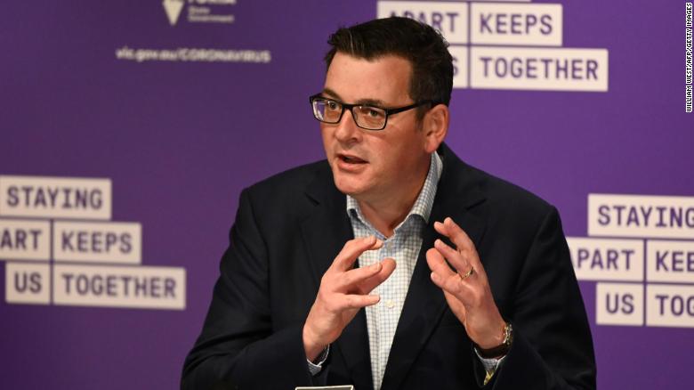 Victoria&#39;s state premier Daniel Andrews announces the new measures on Sunday.