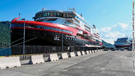 The cruise ship was moored in Tromso after 36 crew members tested positive for the coronavirus.