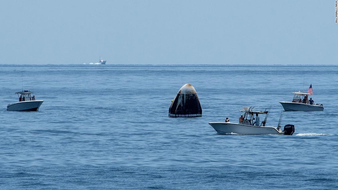 Boats swarm around the Crew Dragon shortly after splashdown. NASA Administrator Jim Bridenstine said during a &lt;a href=&quot;https://www.cnn.com/2020/08/02/tech/nasa-spacex-crew-dragon-mission-sunday-scn/index.html&quot; target=&quot;_blank&quot;&gt;news conference&lt;/a&gt; that the Coast Guard was supposed to keep a large swath of ocean around the landing site clear but that some boats made a &quot;beeline&quot; for the capsule. In a statement on August 2, the Coast Guard said, &quot;With limited assets available and with no formal authority to establish zones that would stop boaters from entering the area, numerous boaters ignored the Coast Guard crews&#39; requests and decided to encroach the area, putting themselves and those involved in the operation in potential danger.&quot;