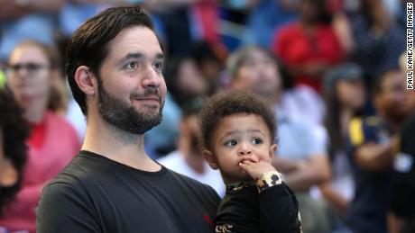 PERTH, AUSTRALIA - JANUARY 03: Serena Williams&#39;s husband Alexis Ohanian, holds their daughter Alexis Olympia Ohanian Jr. following the women&#39;s singles match between Serena Williams of the United States and Katie Boulter of Great Britain during day six of the 2019 Hopman Cup at RAC Arena on January 03, 2019 in Perth, Australia. (Photo by Paul Kane/Getty Images)