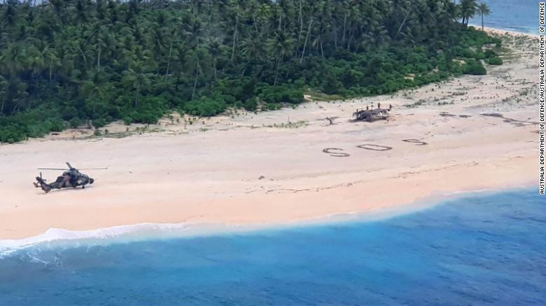 'SOS' in the sand saves three mariners stranded on island