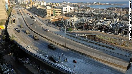 The aftermath of Tuesday&#39;s blast is seen at the port in Beirut.