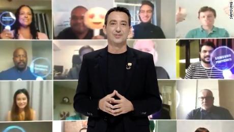 Samsung made dozens of fans part of its live-streamed launch, showing them on a large screen behind host and company executive Federico Castalegno.