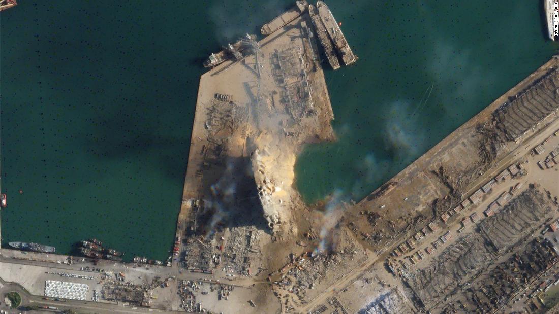 This satellite image, obtained by CNN from Planet Labs Inc., shows a massive crater at the site of the explosion. &lt;a href=&quot;https://www.cnn.com/2020/08/05/world/satellite-images-beirut-explosion-before-after-trnd/index.html&quot; target=&quot;_blank&quot;&gt;See the before-and-after pictures&lt;/a&gt;