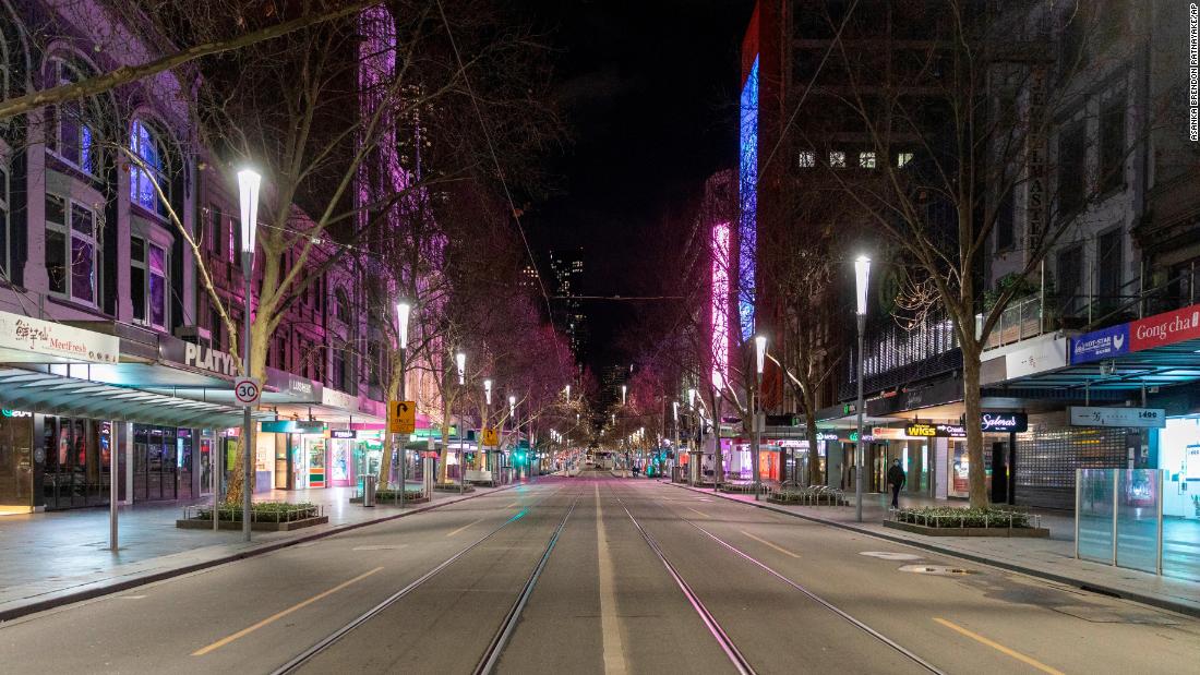 An empty Swanston Street is seen in Melbourne&#39;s Central Business District on August 5. Australia&#39;s second-most populous city &lt;a href=&quot;https://www.cnn.com/2020/08/03/australia/australia-melbourne-coronavirus-intl-hnk/index.html&quot; target=&quot;_blank&quot;&gt;has implemented a curfew&lt;/a&gt; for the next six weeks.